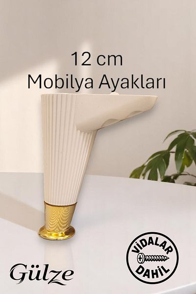 GÜLZE HOME (12 cm) Gold Lug -Breathable Model- Furniture Leg (Furniture Leg, Cabinet, Sofa, Tv Unit Leg)