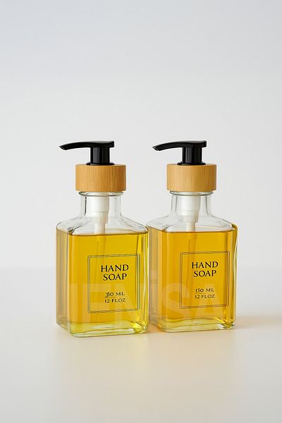 Jenisa Set of 2 Clear Glass Soap and Detergent Dispenser with Bamboo Lid – Elegant and Natural Design