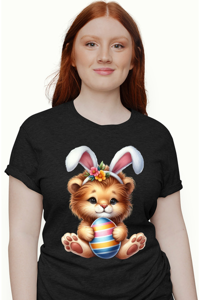 StoryGift Romania Tricou Femei cu un pui de leu cu urechi de iepuras, ilustra...