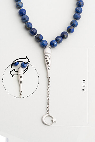 So CHIC... Rozariu din argint de 23 cm cu piatră naturală de lapis lazuli semnătă de Ataturk
