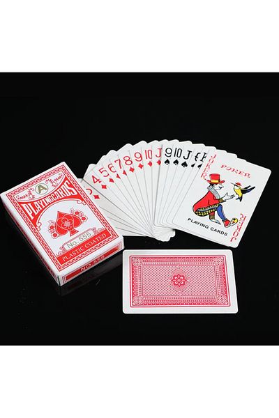 zola Carti de joc, 54 bucati, 8.5x5.4 cm, plastic, pachet rosu