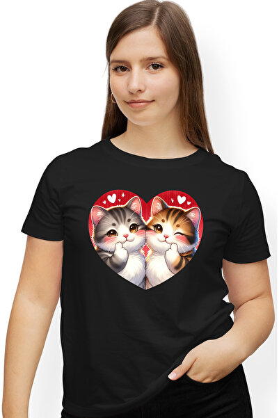 StoryGift Romania Tricou Femei cu 2 pisicute grasute, blanoase, ilustratie, i...