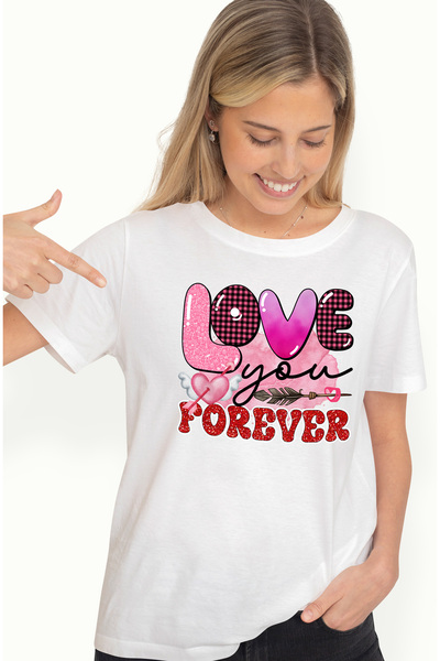 StoryGift Romania Tricou Femei cu mesajul "Love you forever", iubire, Valenti...