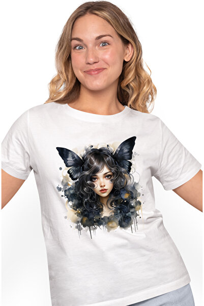 StoryGift Romania Tricou Femei cu o fata draguta in natura, ilustratie, abstr...