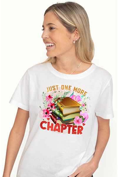 StoryGift Romania Tricou Femei cu un teanc de carti cu mesajul "Just one more...