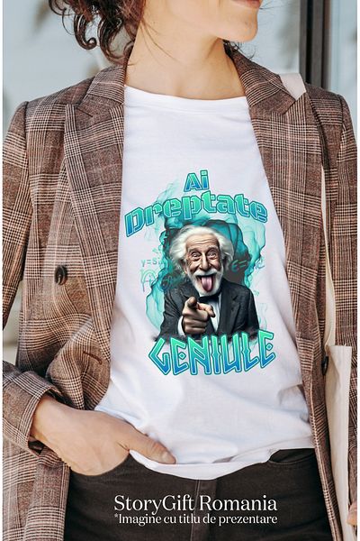 StoryGift Romania Tricou Femei ai dreptate geniule Albert Einsten matematica cu imprimeu pe Fata, WHT_XS