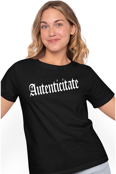 StoryGift Romania Tricou Femei Autenticitate, Mesaj Motivational, Cuvant, Text Inspirational, Self BLK_XL