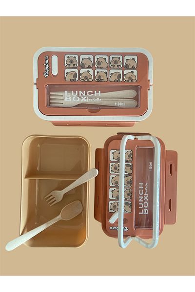 synshop Capybara Capybara 1100ml School Lunch Box Picnic Lunch Container Made of Straw Wheat
