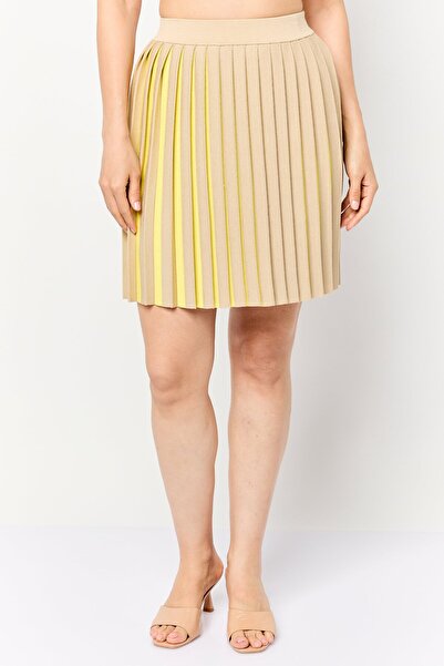 Esprit Women Pleated Mini Skirt, Tan