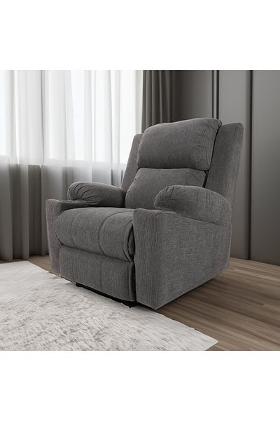 BACK COMFORT CloudRest | Padded Linen Classic Cinematic Recliner Chair with Cups Holder