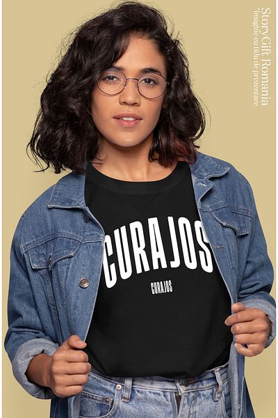 StoryGift Romania Tricou Femei Cuvantul Curajos, Motivational, Self Help, Intelegere De Sine, Apre Blk_l