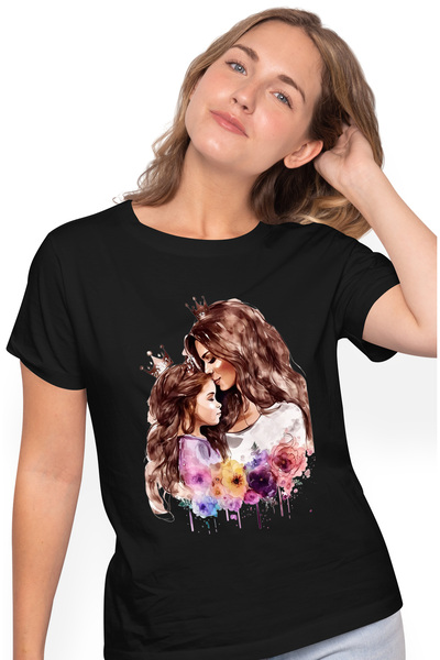 StoryGift Romania Tricou Femei cu o mama care isi tine fetita, ilustratie, co...