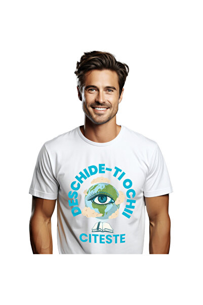 StoryGift Romania Ανδρικό T-shirt με σχέδιο Γη με μάτια, μακριές βλεφαρίδες, ...