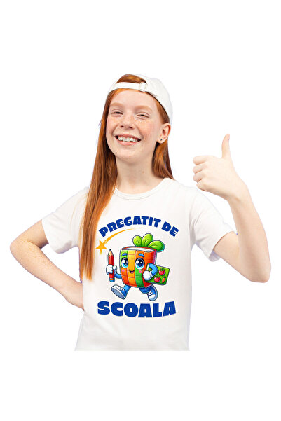 StoryGift Romania Tricou Copii cu Carte Colorata Vesela Cu Frunze Creion Fruc...