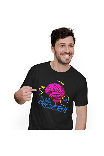 StoryGift Romania Tricou Barbati cu Creier Uman colorat Sageti Ochii Vultur H...