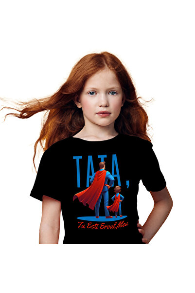StoryGift Romania Tricou Copii cu Tata Si Fiu Copii Familie Costu Super erou Desene Animate, Drago,Black_8ANI