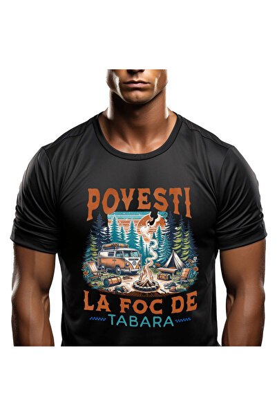 StoryGift Romania Ανδρικό T-Shirt με σχέδιο Κάμπινγκ στη Φύση, Τροχόσπιτο στη...