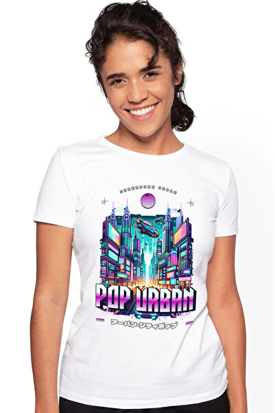 StoryGift Romania Tricou Femei Urban Citypop Oras din viitor cu nave spatiale...