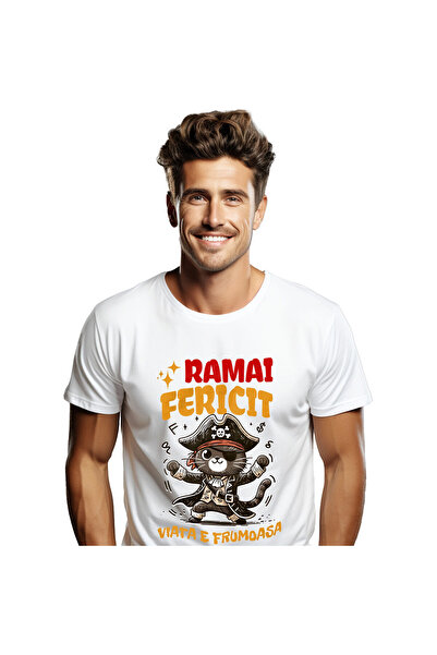 StoryGift Romania Tricou Barbati cu Pisica Cu Palarie Si Tinuta De Pirat Pisi...