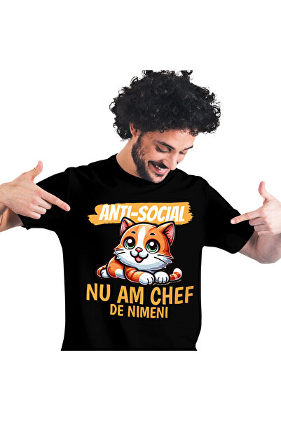 StoryGift Romania Tricou Barbati cu Pisica Portocalie Vesela Ochii Verzi Anim...