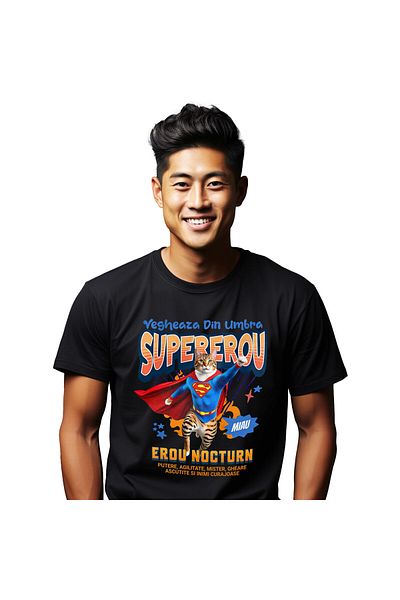 StoryGift Romania Men's T-Shirt with Superhero Characters Marathon Runner Ready for Race Glory,Black_XS