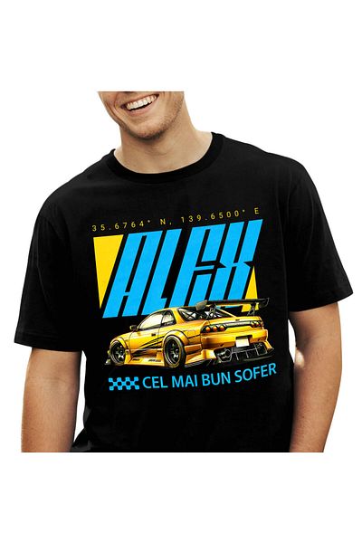 StoryGift Romania Tricou Barbati cu Masian DE Lux Pentru Curse Ilegale Sofer Viteza cu imprimeu pe,Black_XS