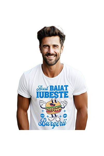 StoryGift Romania Tricou Barbati cu Dubluchessburger Vesel Fast Food Pofticio...