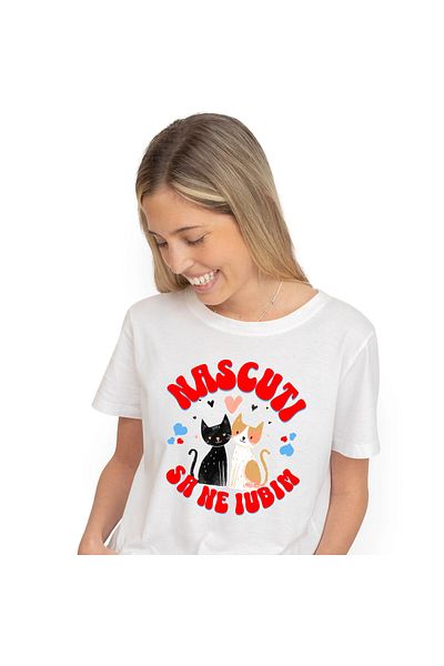 StoryGift Romania Women's T-Shirt with Black and Orange Cats Couple, Happiness, Love, Valentine, White_L