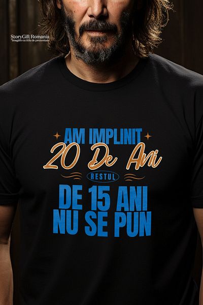 StoryGift Romania Tricou Barbati cu Mesaj Haios Aniversare Text In Limba Romana Batranete Cadou Pe,Black_M