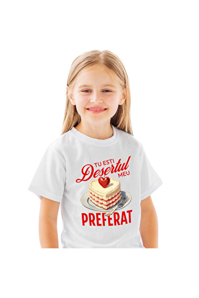 StoryGift Romania Tricou Copii cu Tort Romantic In Forma De Inima Cireasa Ros...