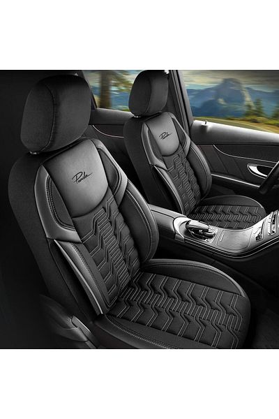 Panda Panda Berlin Car Seat Cover Set, black with gray stitching, 11 pieces