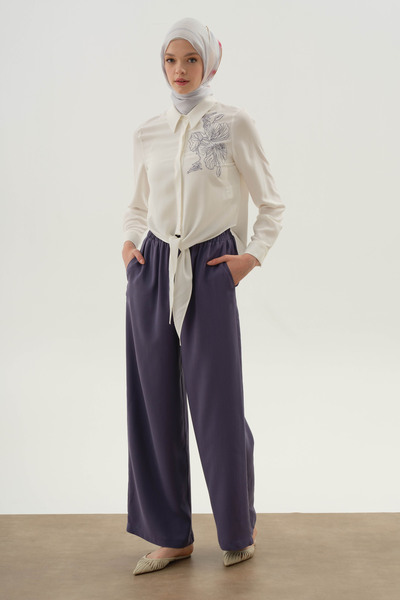 Tuğba Beli Lastikli Pantolon - İndigo