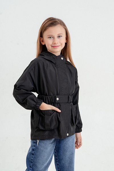 HAUSEkids 4-16 Years Flower Emily Water Repellent Girl's Raincoat-Black