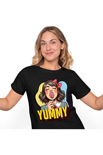 StoryGift Romania Tricou Femei cu Fata Bruneta cu Funda Si Acadea Rosie Yummy...
