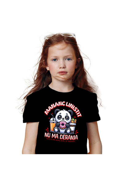 StoryGift Romania Tricou Copii cu Urs Panda Cu Gogoasa Glazurata Fresh Portoc...