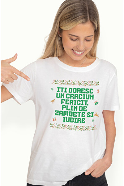 StoryGift Romania Tricou Femei urare de craciun iti doresc un Craciun fericit...