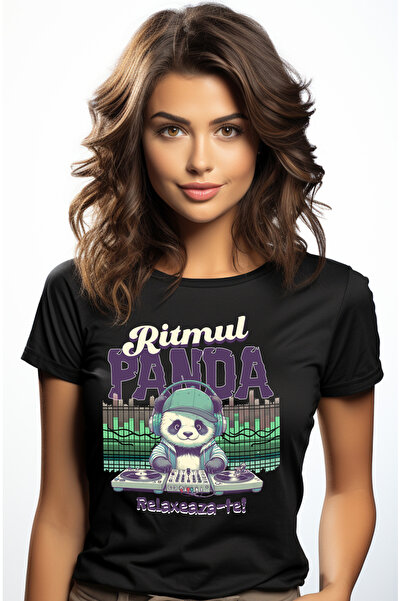 StoryGift Romania Tricou Femei Ritmul Panda. relaxare distrctie petrecere cu ...