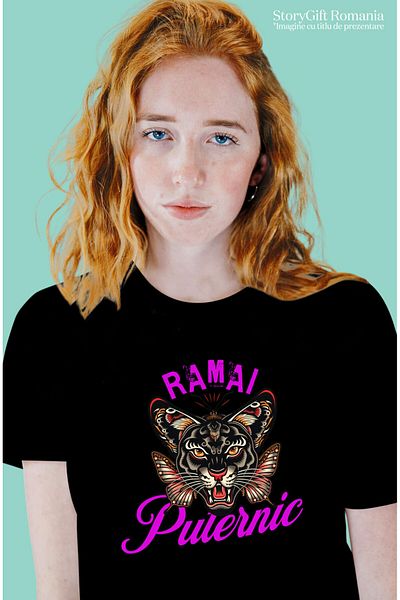 StoryGift Romania Women's T-Shirt Angry Tiger With Butterfly Wings Motivational, Power, Animal, Black_XS
