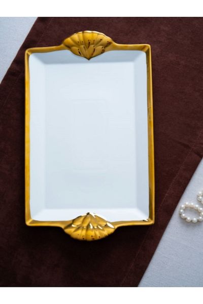 ACAR Arwen Rectangular Gold Tray 46X25X3Cm