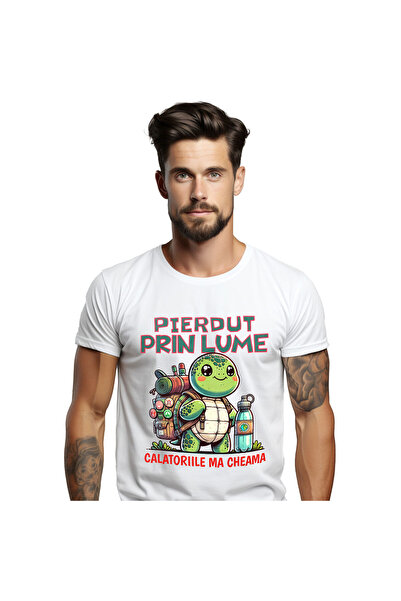 StoryGift Romania Tricou Barbati cu Broasca Testoasa Cu Rucsac Si Apa Gata dE...