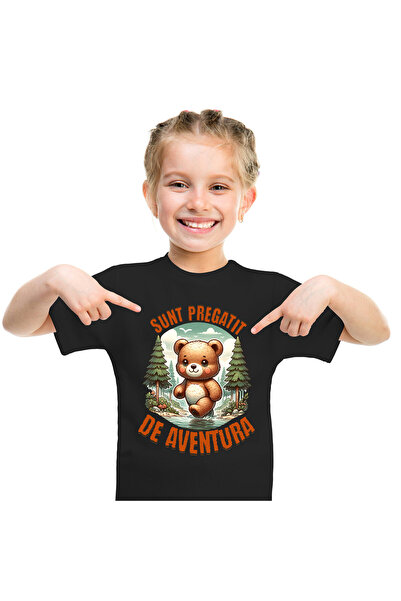 StoryGift Romania Tricou Copii cu Urs De Plus Maro In Padure Rau Apa Cristali...