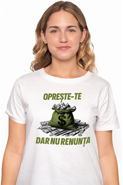 StoryGift Romania Tricou Femei sac cu bani teanc de bancnote nu renunta cu im...