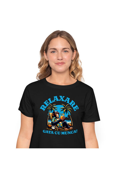 StoryGift Romania Tricou Femei cu Maimuta In Costum De Plaja Cu Flori Pe Sezl...