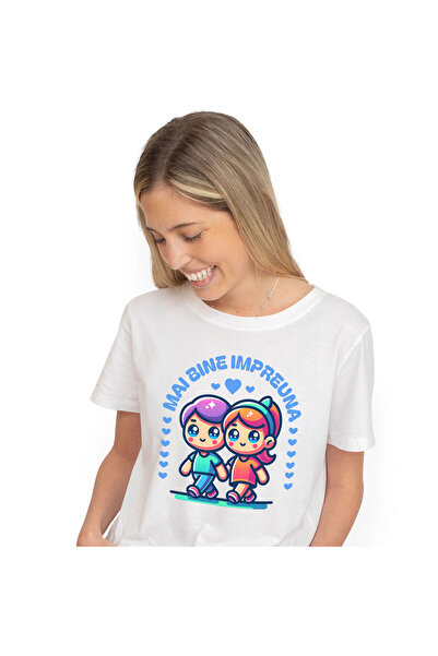 StoryGift Romania Tricou Femei cu Cuplu Animat Fericit Plimbare Romantica, Iu...