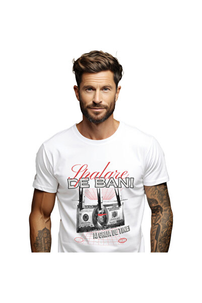 StoryGift Romania Tricou Barbati cu Bancnota 100 Dolari Prinsa In Carlige De ...