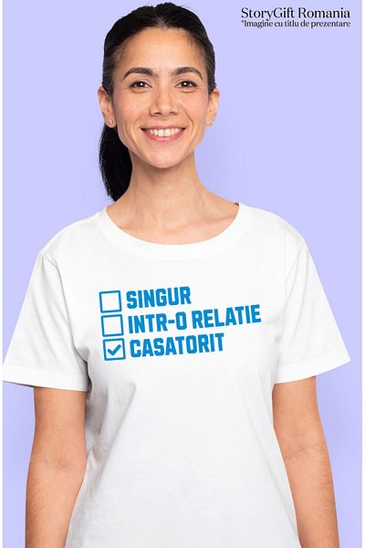 StoryGift Romania Tricou Femei cu Design Tip Grila Optiune Bifata, Familie, Dragoste, Iubire cu im,White_S