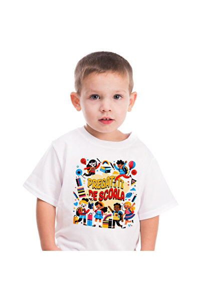StoryGift Romania Tricou Copii cu Copii Veseli Educatie Gata De Scoala Teme C...