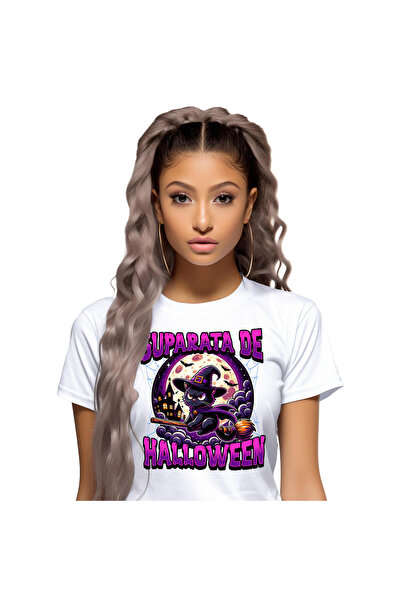 StoryGift Romania Tricou Femei cu Pisica Neagra Pe Matura Cu Palarie De Vraji...