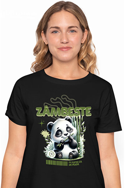 StoryGift Romania Tricou Femei urs panda pui zambeste fii pufos ca un panda c...