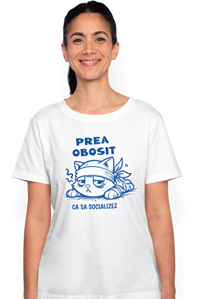 StoryGift Romania Tricou Femei Pisica Trista prea obosit ca sa socializez cu ...